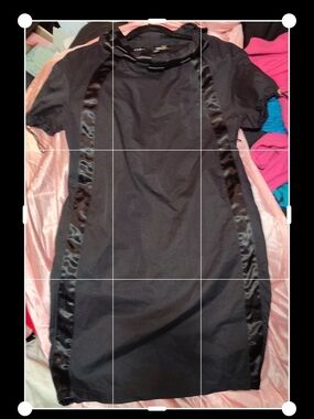 Love Moschino Black Shift Dress with Satin Side Stripes